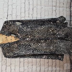 Jockey Black and Gray Patterned Buttoned Up Blouse Size XXXL EUC